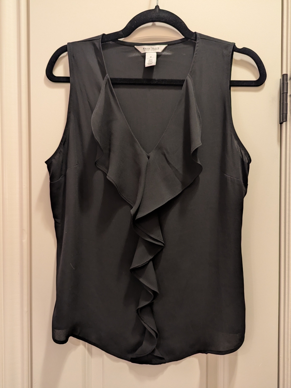 White House Black Market Black Ruffle-Front Sleeveless Camisole